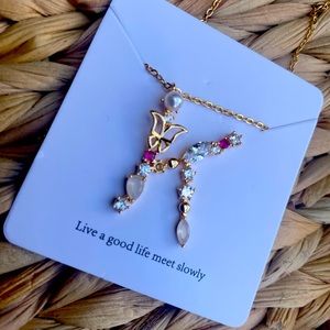 Initial Butterfly Letter Necklace